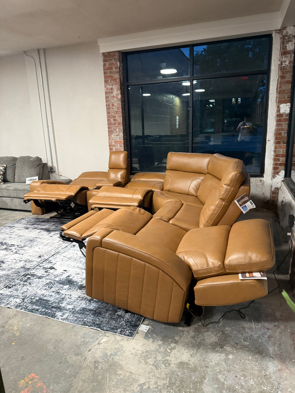 Rowan Top Grain Leather Power Reclining Sectional (BarcaLounger)