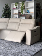 Cream Top Grain Leather Power Reclining Sectional (Gilman Creek)