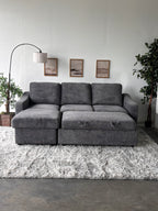 Gray Sofa Chaise with Storage and Trundle (Reversible)