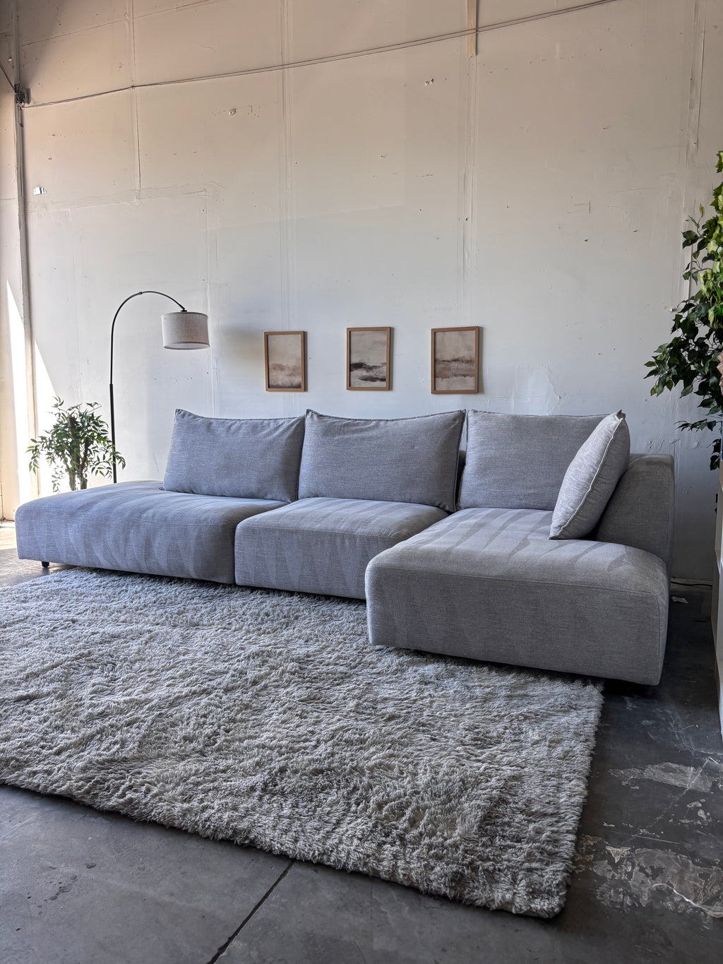 Modern Gray 3-Piece Sectional (Aiden & Ivy)