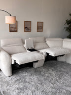 Aiden & Ivy “Monroe” Cream Bouclé Fabric Power Reclining Sectional