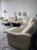 Cream Top Grain Leather Power Reclining Sectional (Gilman Creek)
