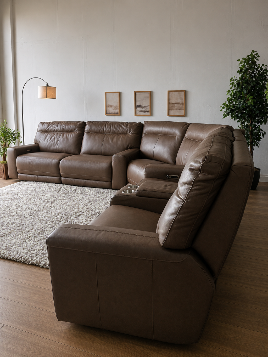 Genuine Top Grain Leather "Atlas" Sectional with Power Recliners