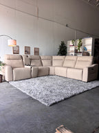 Cream Top Grain Leather Power Reclining Sectional (Gilman Creek)
