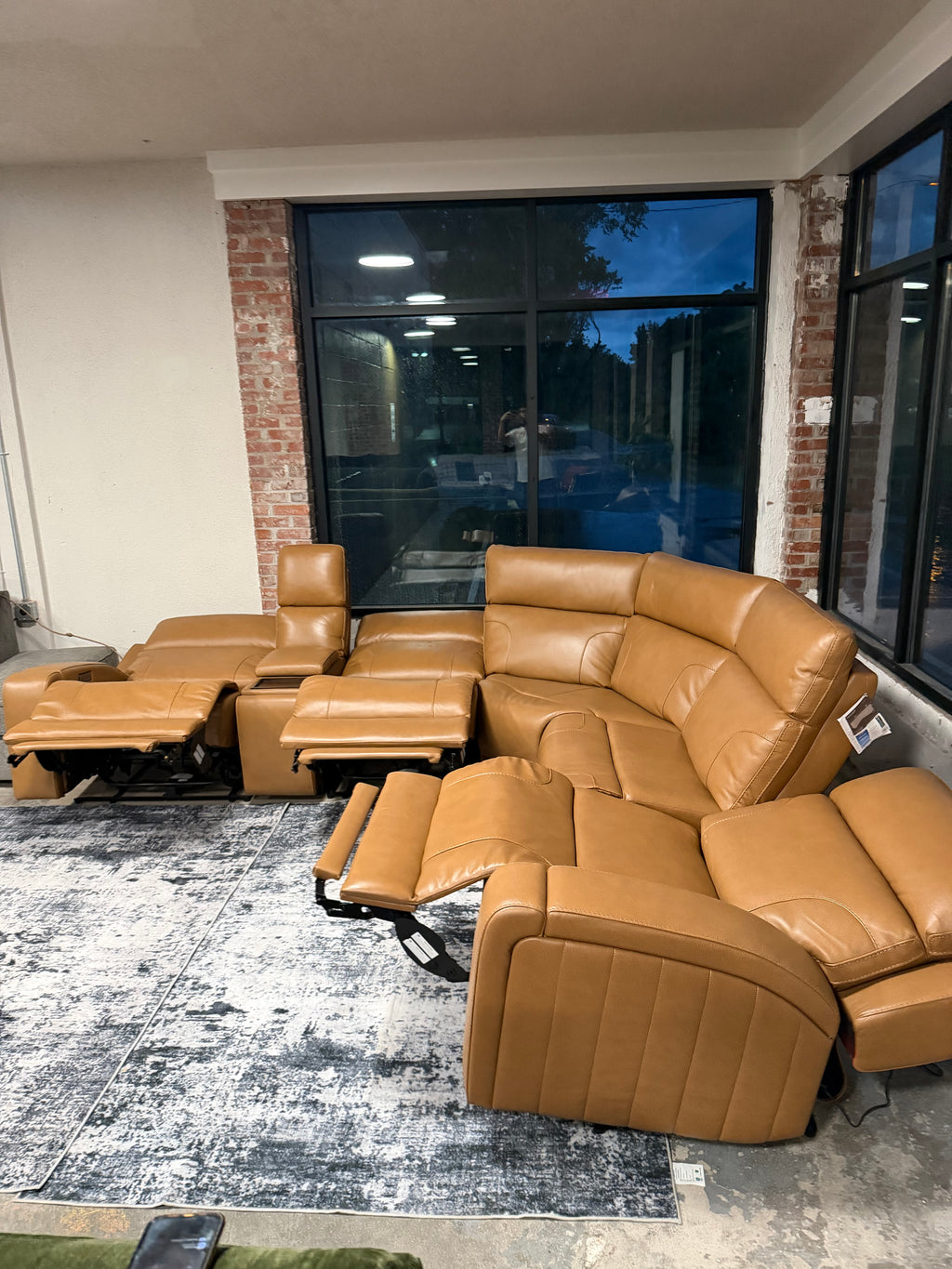 Rowan Top Grain Leather Power Reclining Sectional (BarcaLounger)