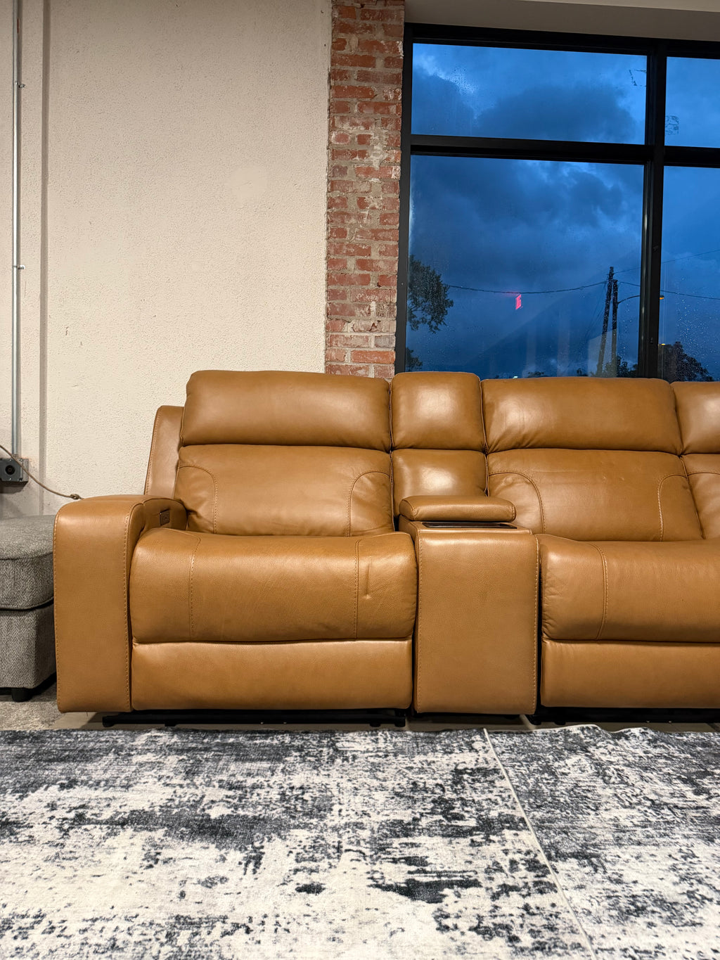 Rowan Top Grain Leather Power Reclining Sectional (BarcaLounger)