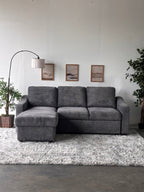 Gray Sofa Chaise with Storage and Trundle (Reversible)
