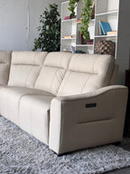 Cream Top Grain Leather Power Reclining Sectional (Gilman Creek)