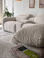 Aiden & Ivy “Monroe” Cream Bouclé Fabric Power Reclining Sectional