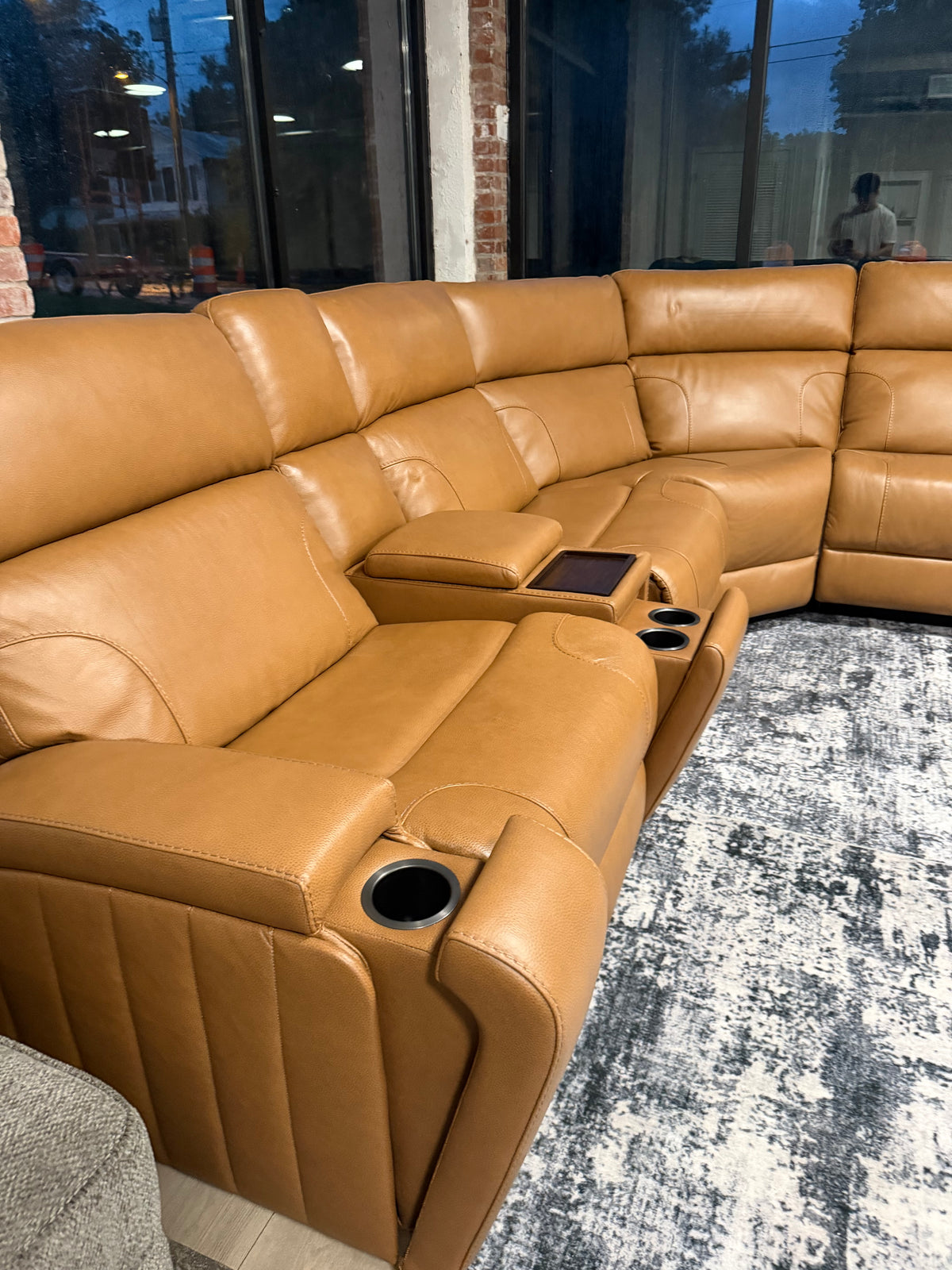 Rowan Top Grain Leather Power Reclining Sectional (BarcaLounger)