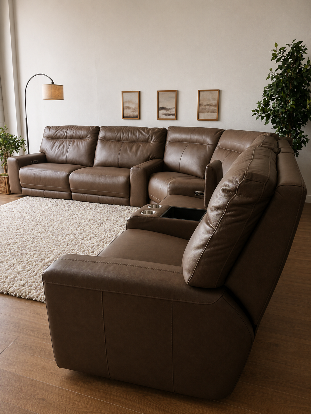 Genuine Top Grain Leather "Atlas" Sectional with Power Recliners