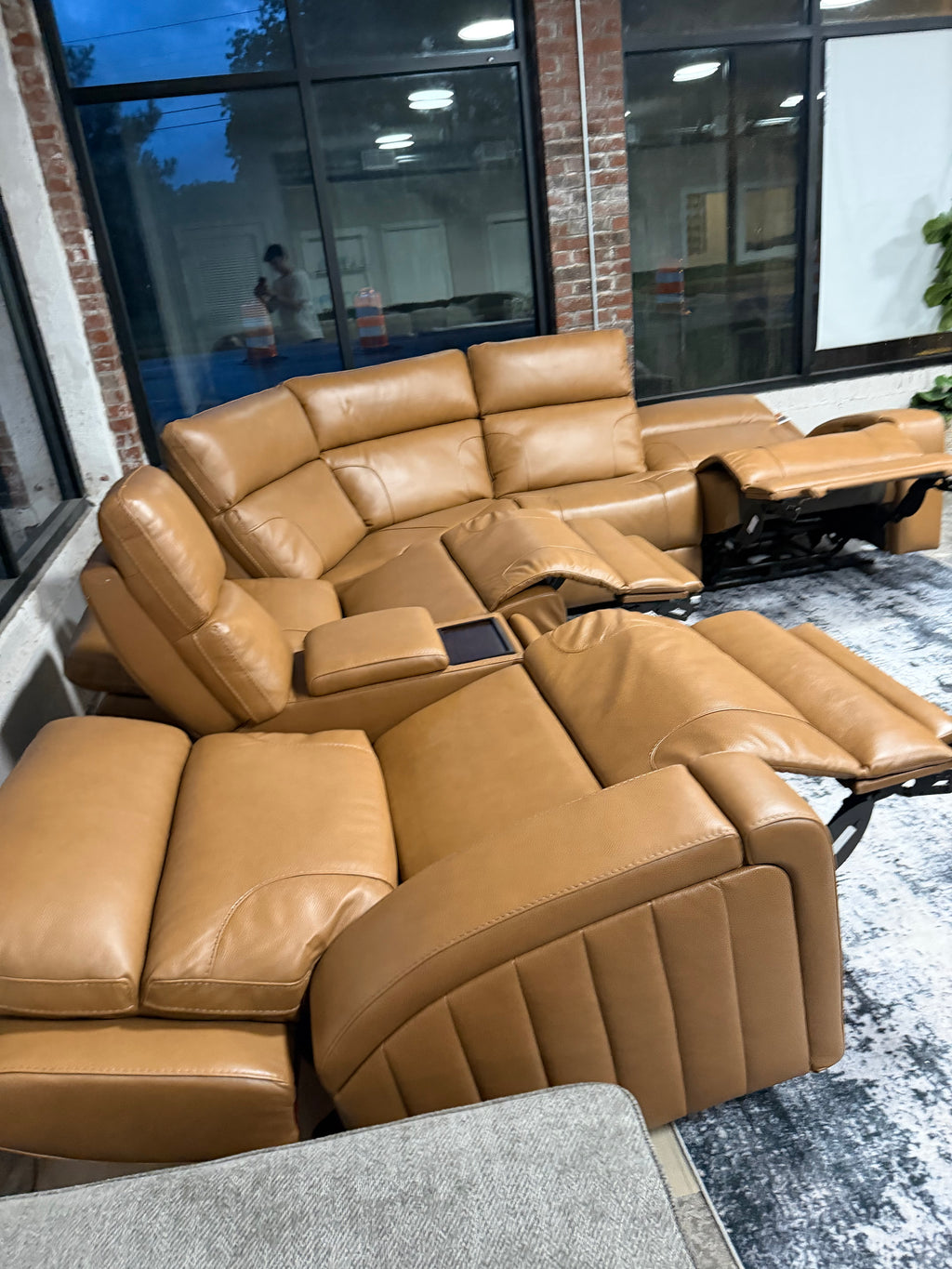 Rowan Top Grain Leather Power Reclining Sectional (BarcaLounger)
