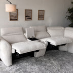 Aiden & Ivy “Monroe” Cream Bouclé Fabric Power Reclining Sectional