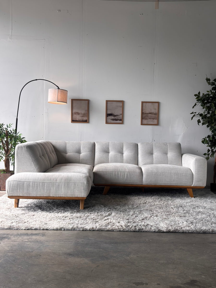 MCM Tufted Cream Sectional with Chaise