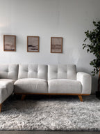 MCM Tufted Cream Sectional with Chaise