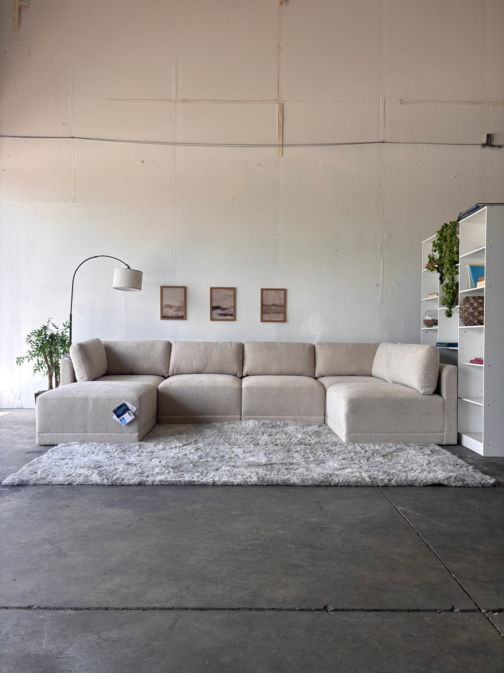 New, Cream Bouclé Modular Sectional Sofa - Modern Comfort