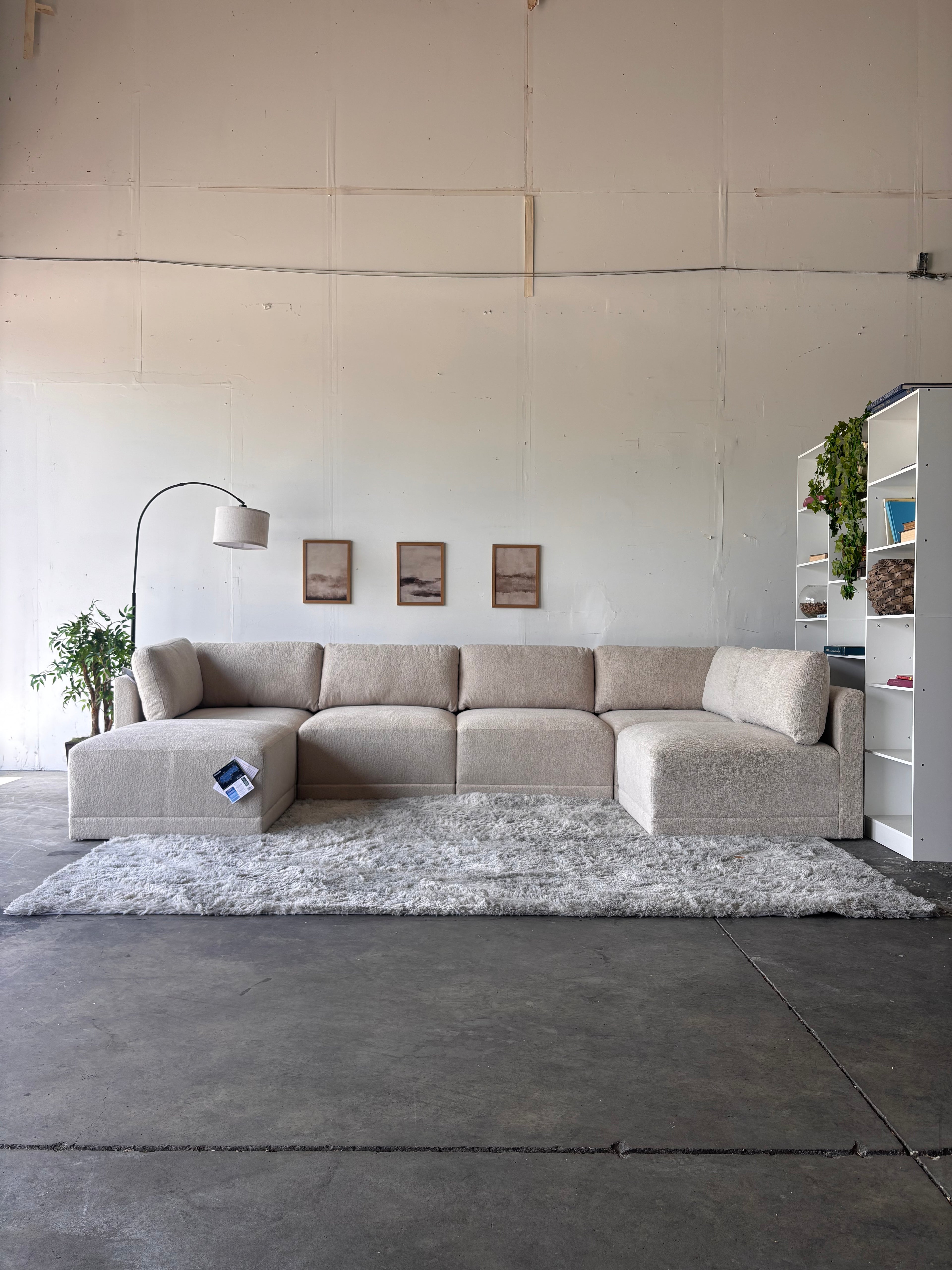 New, Cream Bouclé Modular Sectional Sofa - Modern Comfort