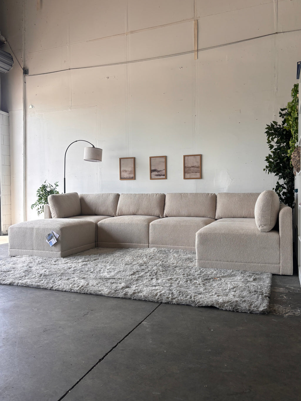 New, Cream Bouclé Modular Sectional Sofa - Modern Comfort