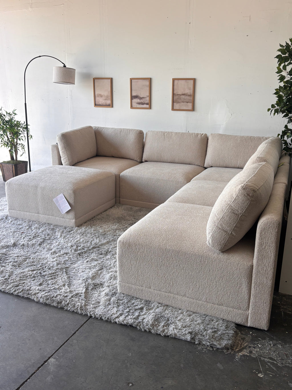 New, Cream Bouclé Modular Sectional Sofa - Modern Comfort