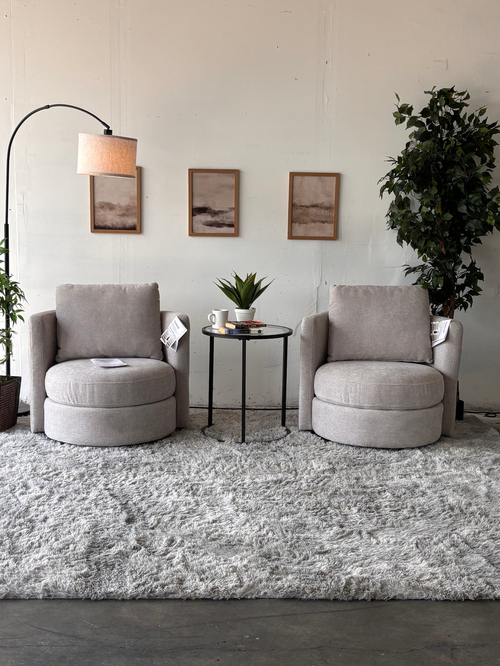 Matching Set of Gray Modern Swivel Chairs