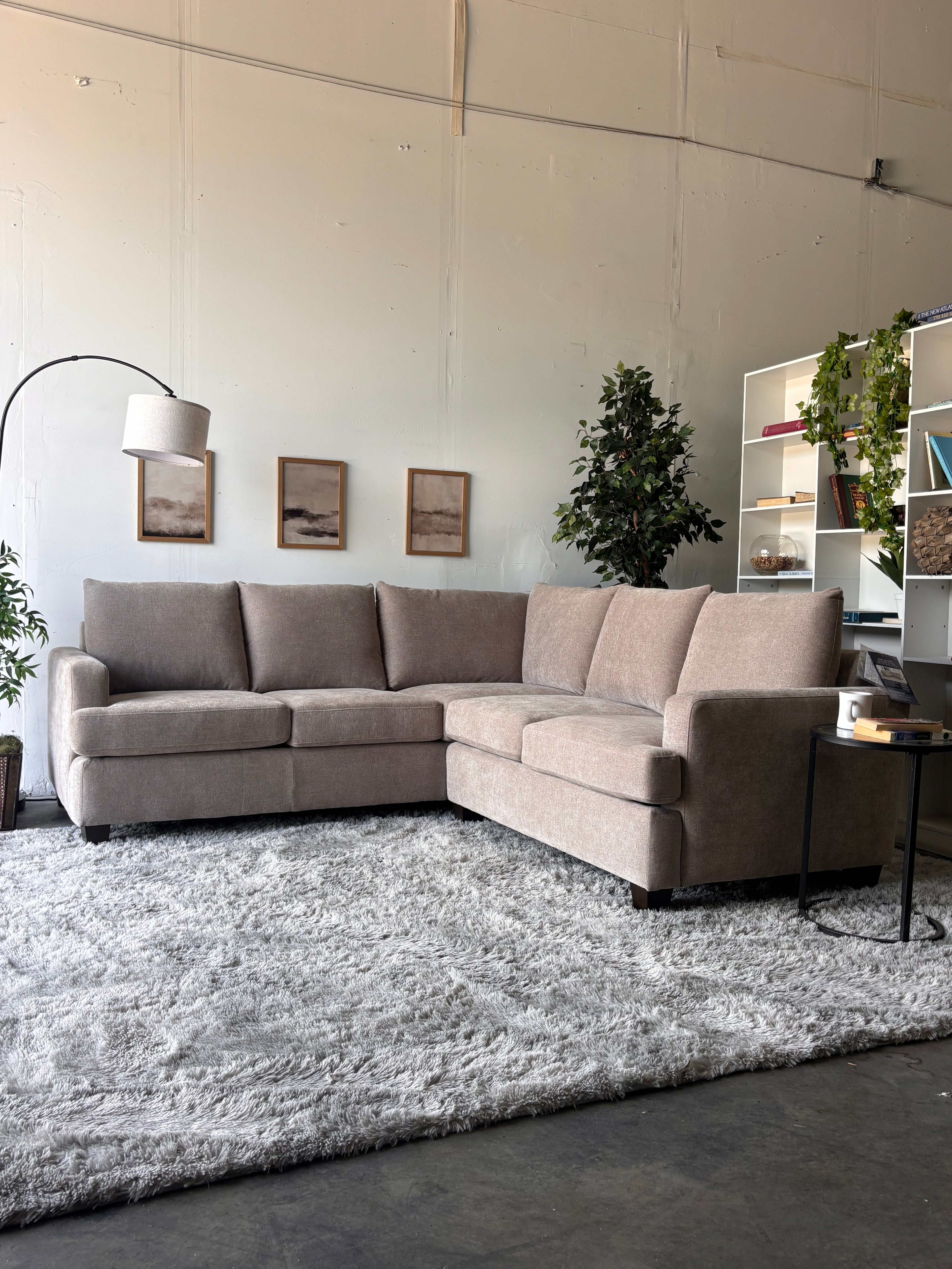 Brand New L Shaped Sectional in Beige - Sleek Comfort