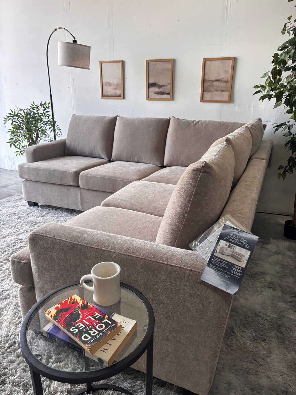 Brand New L Shaped Sectional in Beige - Sleek Comfort