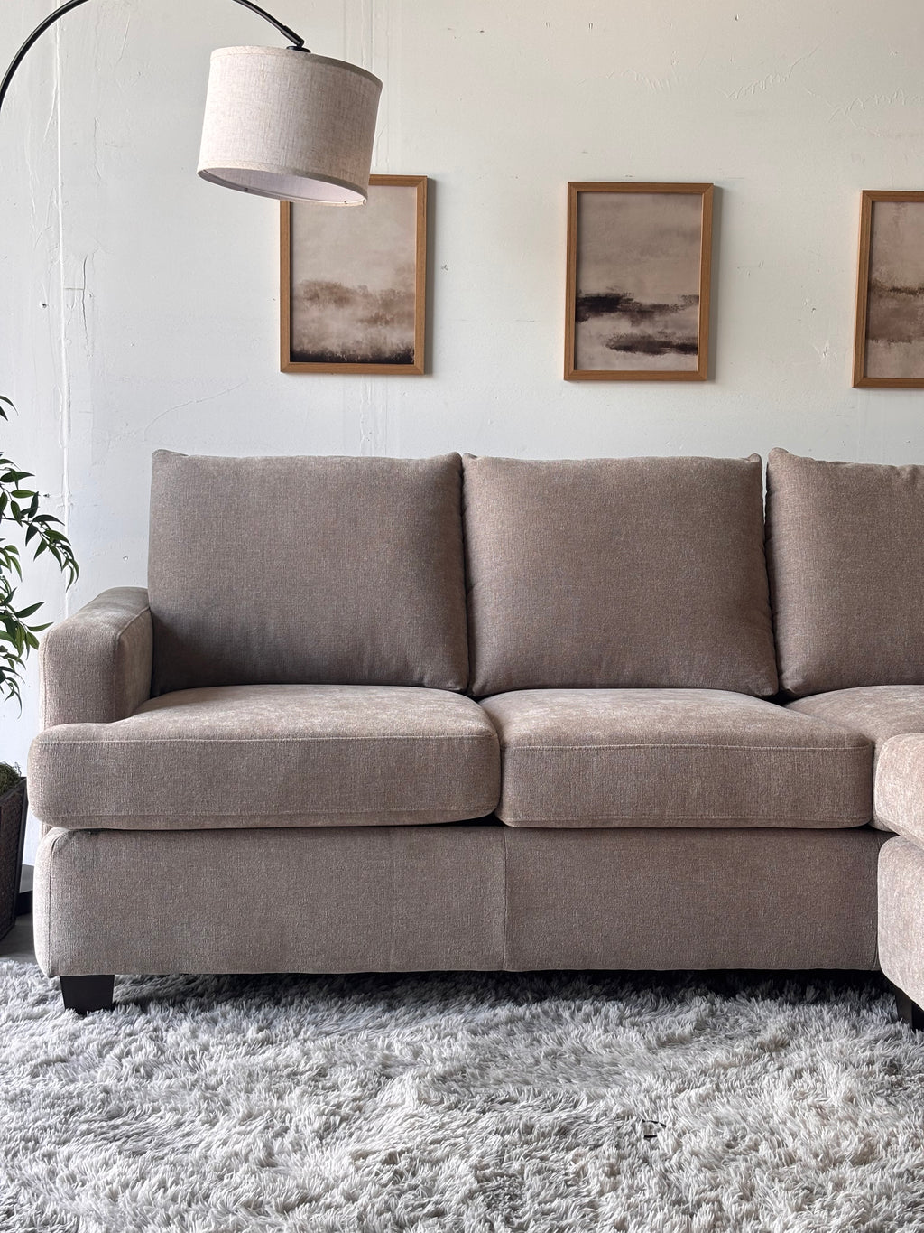 Brand New L Shaped Sectional in Beige - Sleek Comfort
