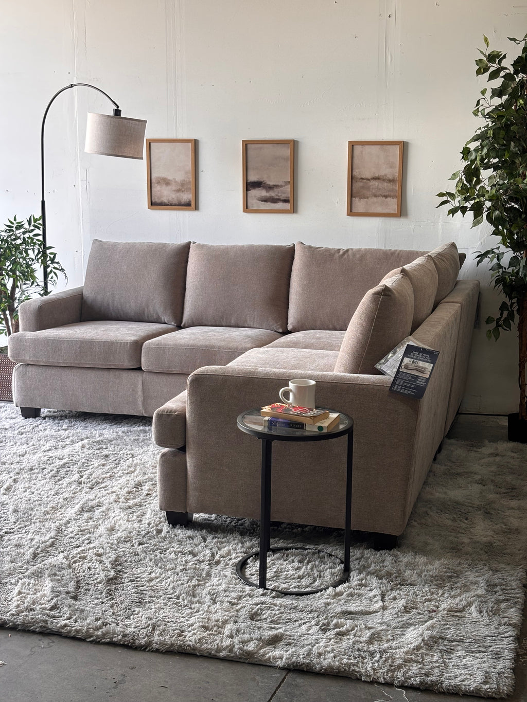 Brand New L Shaped Sectional in Beige - Sleek Comfort