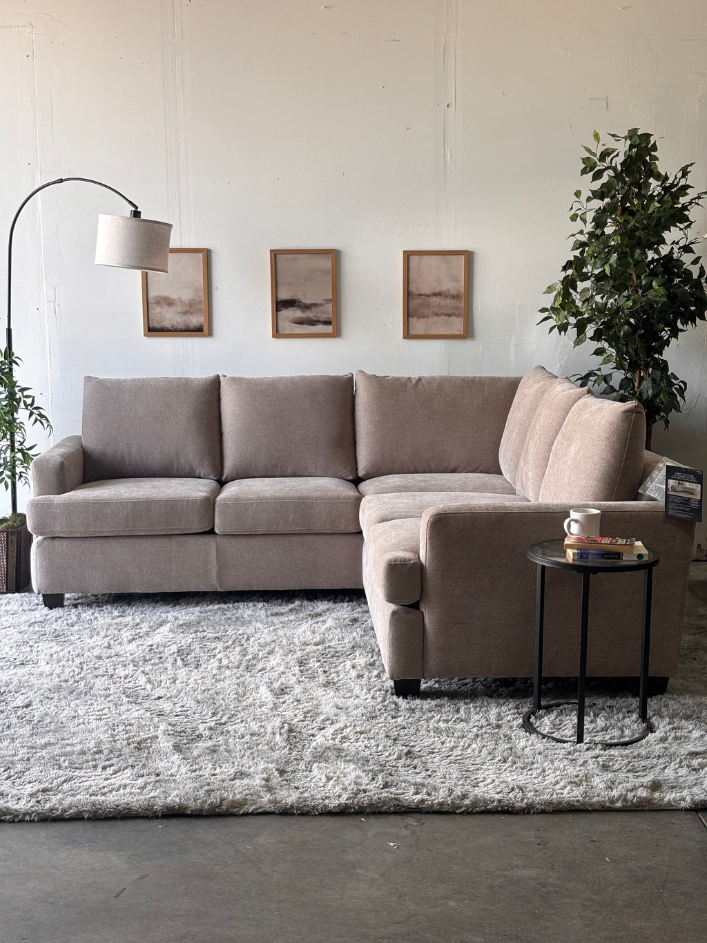 Brand New L Shaped Sectional in Beige - Sleek Comfort