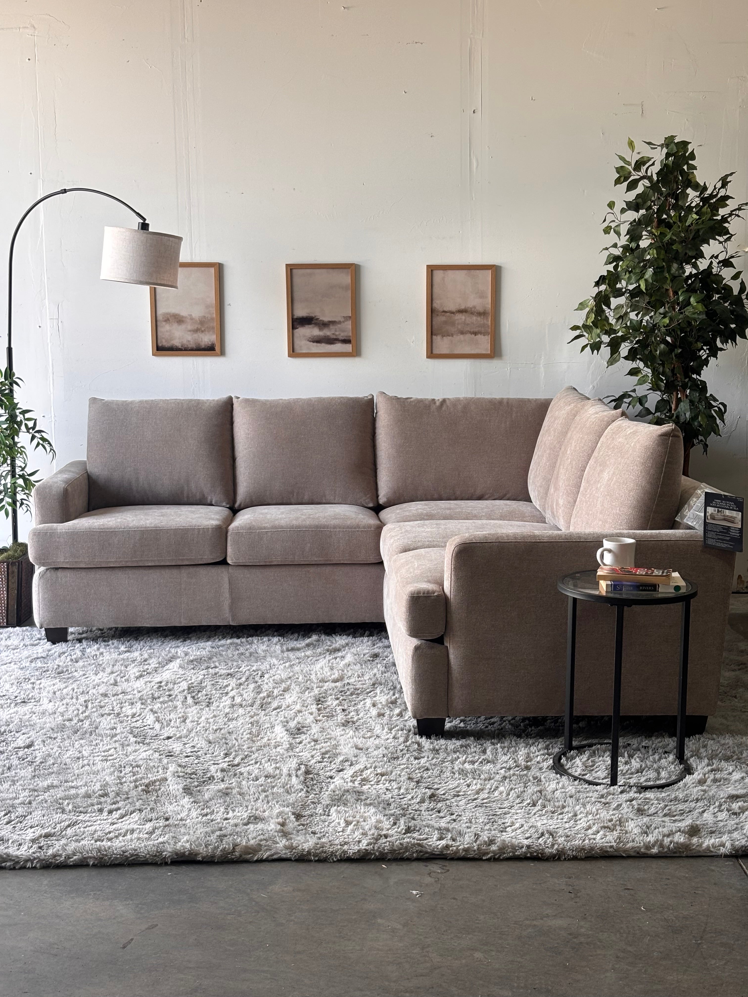 Brand New L Shaped Sectional in Beige - Sleek Comfort