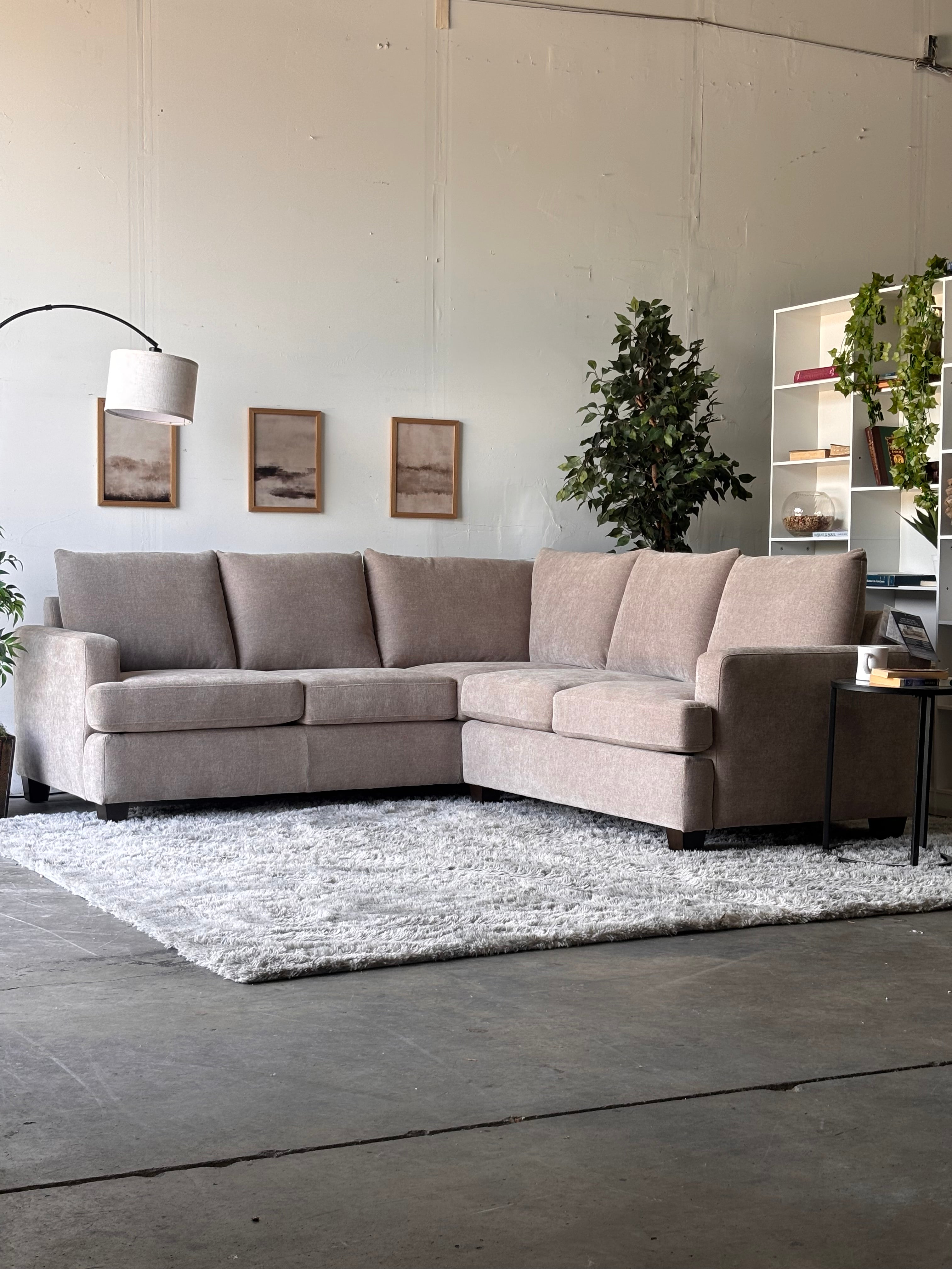 Brand New L Shaped Sectional in Beige - Sleek Comfort