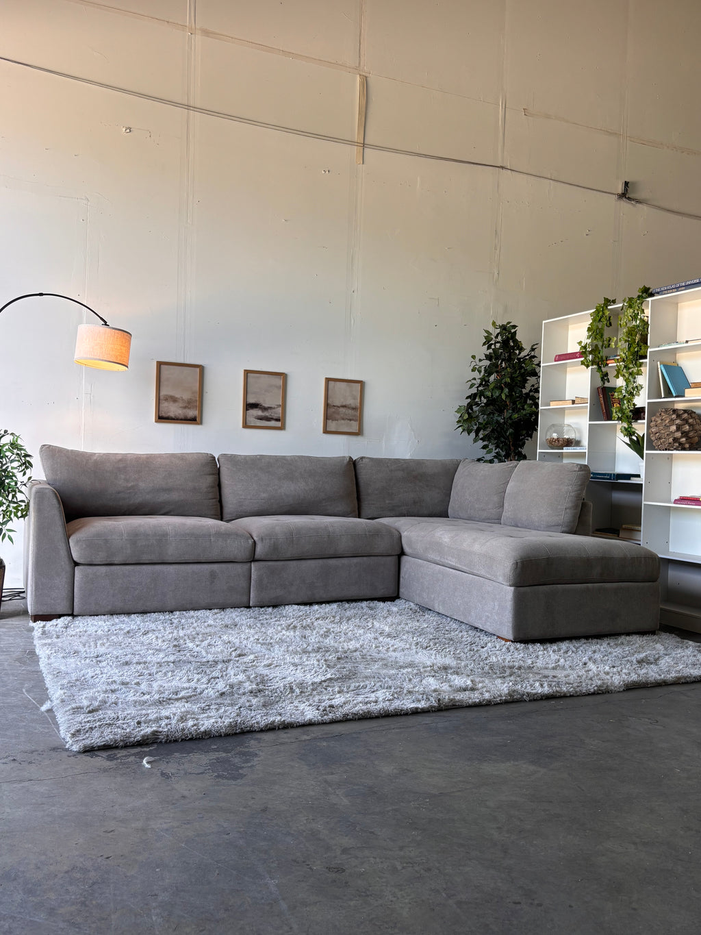 Gray Tufted Sectional with Power Footrests and Chaise - Functional Comfort