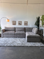 Gray Tufted Sectional with Power Footrests and Chaise - Functional Comfort