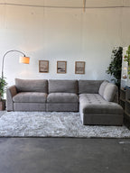 Gray Tufted Sectional with Power Footrests and Chaise - Functional Comfort