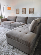 Gray Tufted Sectional with Power Footrests and Chaise - Functional Comfort