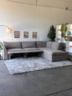 Gray Tufted Sectional with Power Footrests and Chaise - Functional Comfort