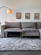 Gray Tufted Sectional with Power Footrests and Chaise - Functional Comfort