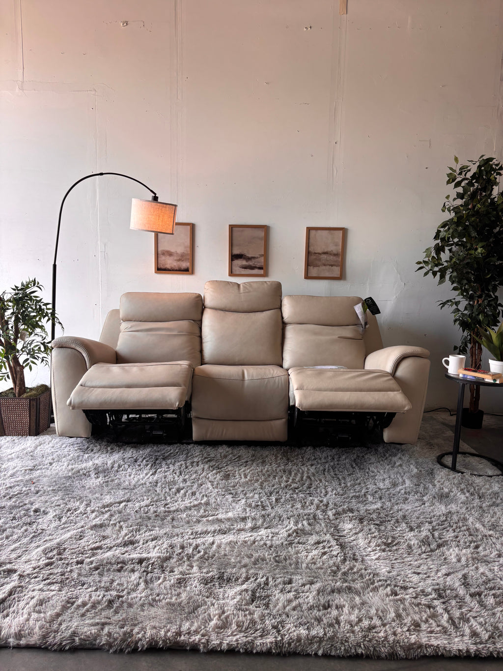Beige Top-Grain Leather Gilman Creek Power Reclining Sofa