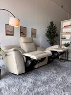 Beige Top-Grain Leather Gilman Creek Power Reclining Sofa
