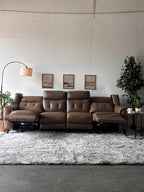 Brown Top-Grain Campania Leather Sofa with Power Recliners