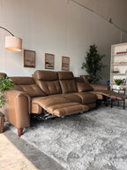Brown Top-Grain Campania Leather Sofa with Power Recliners