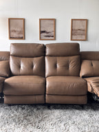 Brown Top-Grain Campania Leather Sofa with Power Recliners