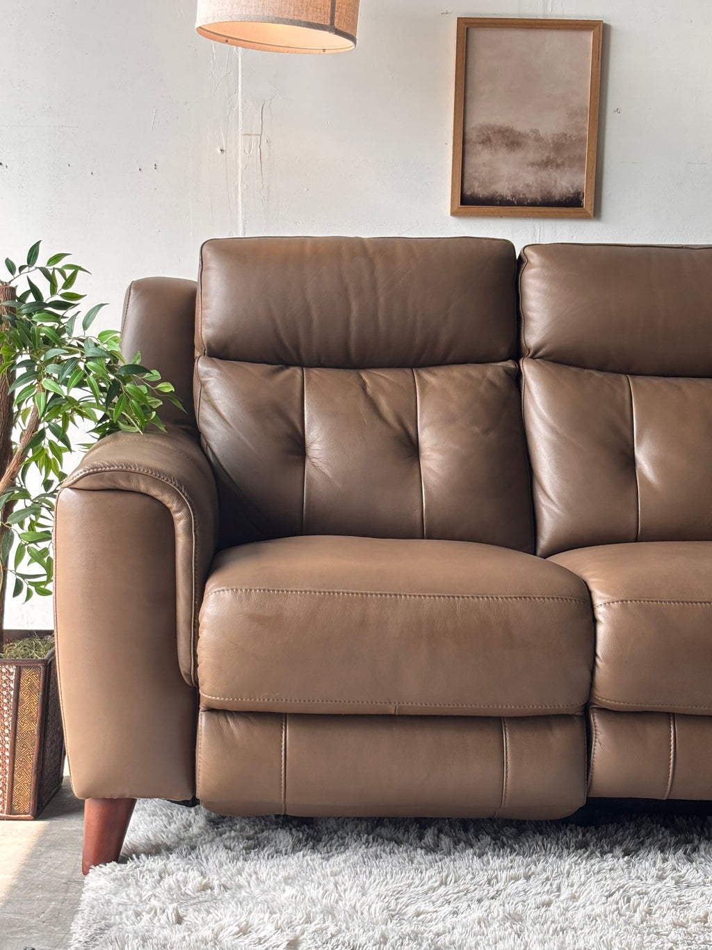 Brown Top-Grain Campania Leather Sofa with Power Recliners