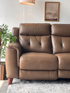 Brown Top-Grain Campania Leather Sofa with Power Recliners