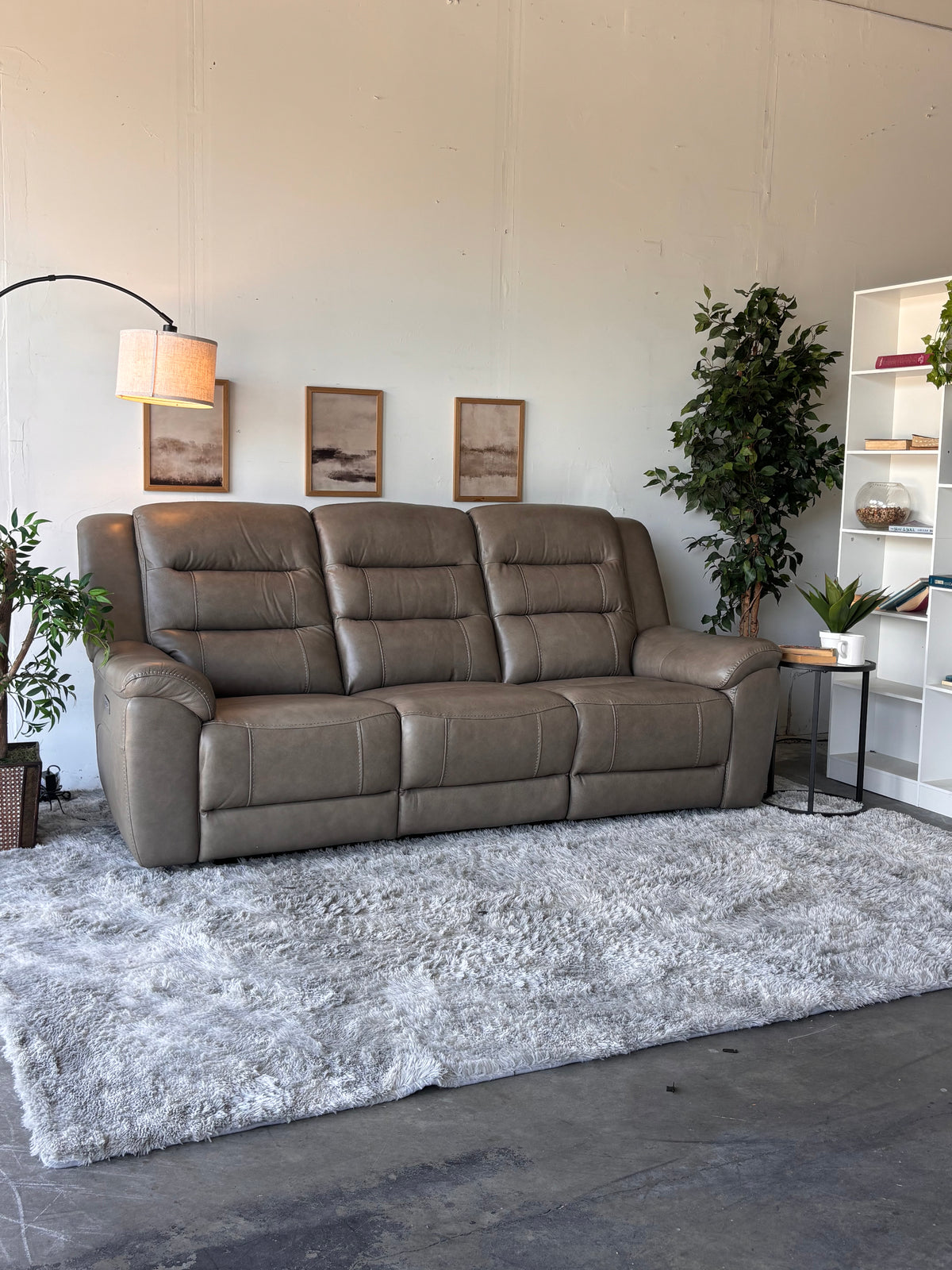 Gilman Creek Beige Top-Grain Leather Power Sofa