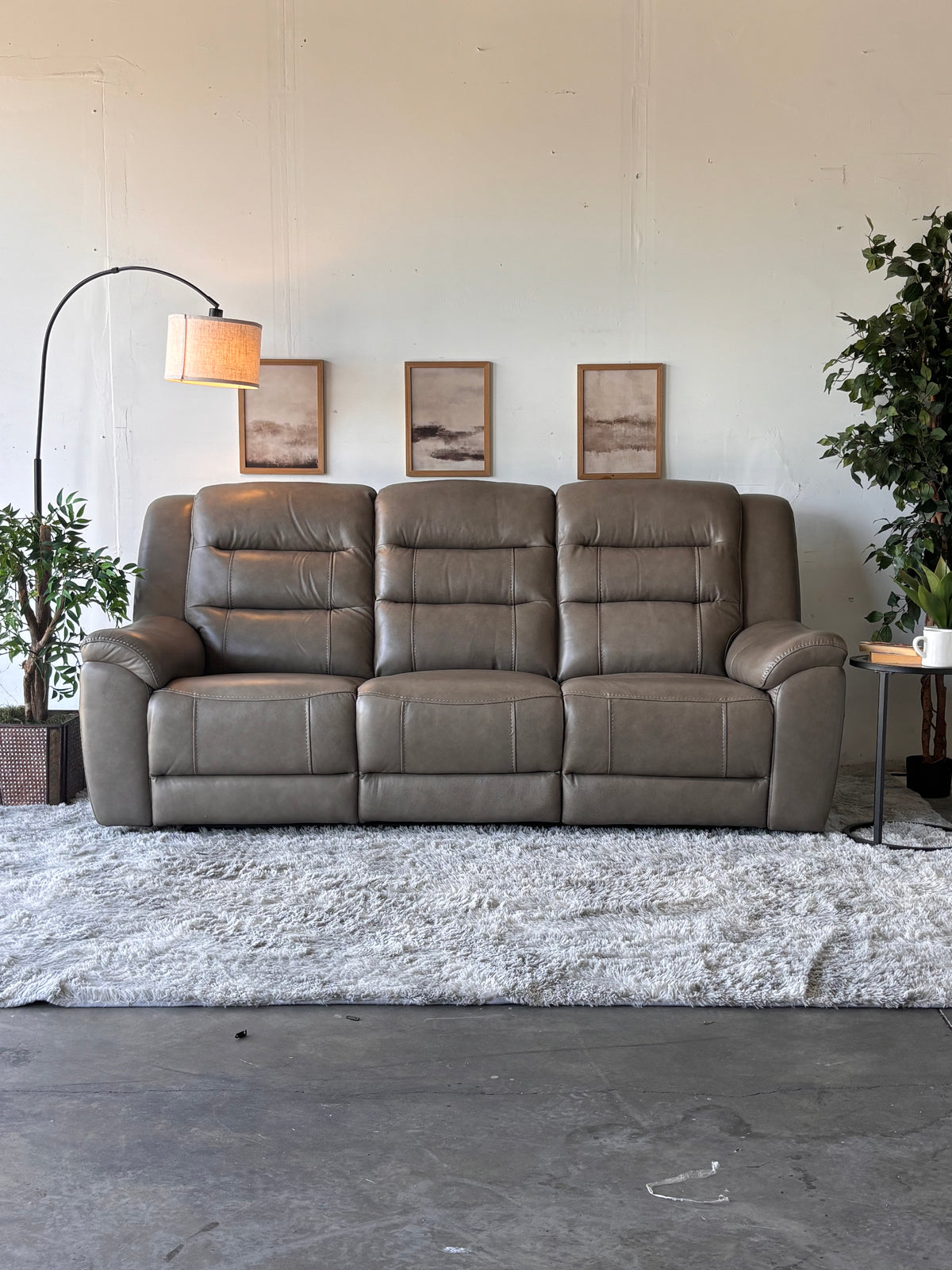 Gilman Creek Beige Top-Grain Leather Power Sofa