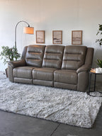 Gilman Creek Beige Top-Grain Leather Power Sofa