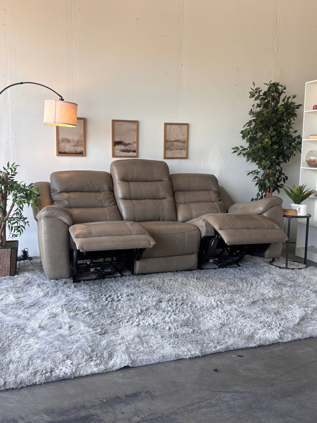 Gilman Creek Beige Top-Grain Leather Power Sofa