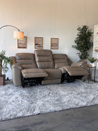 Gilman Creek Beige Top-Grain Leather Power Sofa