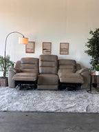 Gilman Creek Beige Top-Grain Leather Power Sofa